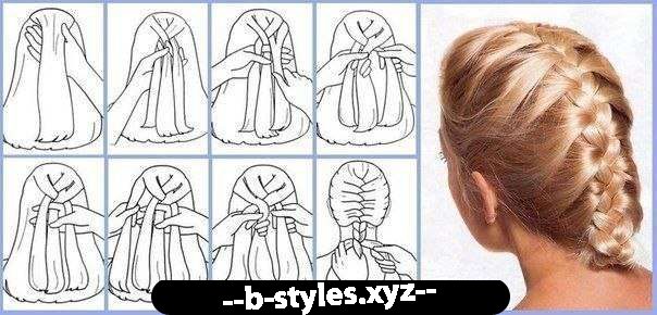 схема плетіння коси на довге волосся